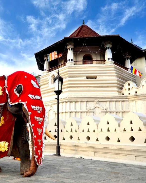 Temple of the Sacred Tooth Relic in Kandy, one of the most sacred Buddhist sites in Sri Lanka